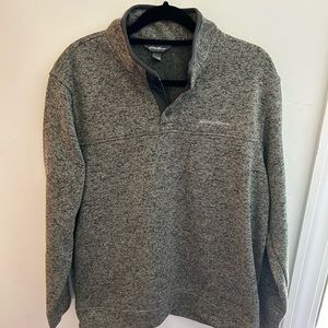 Eddie Bauer Gray Quarter Button Up Fleece Pull Over NWOT